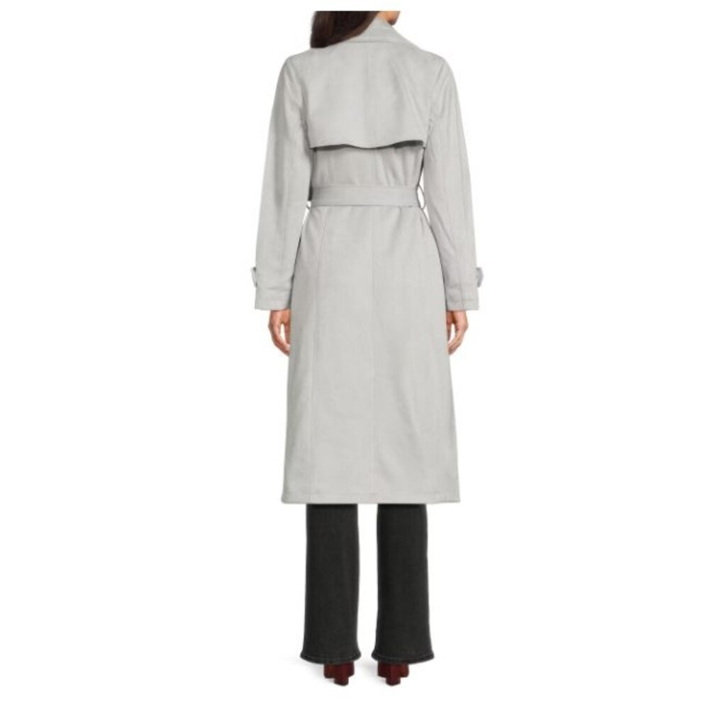 NVLT Faux Suede Trench Coat for women size large color grey